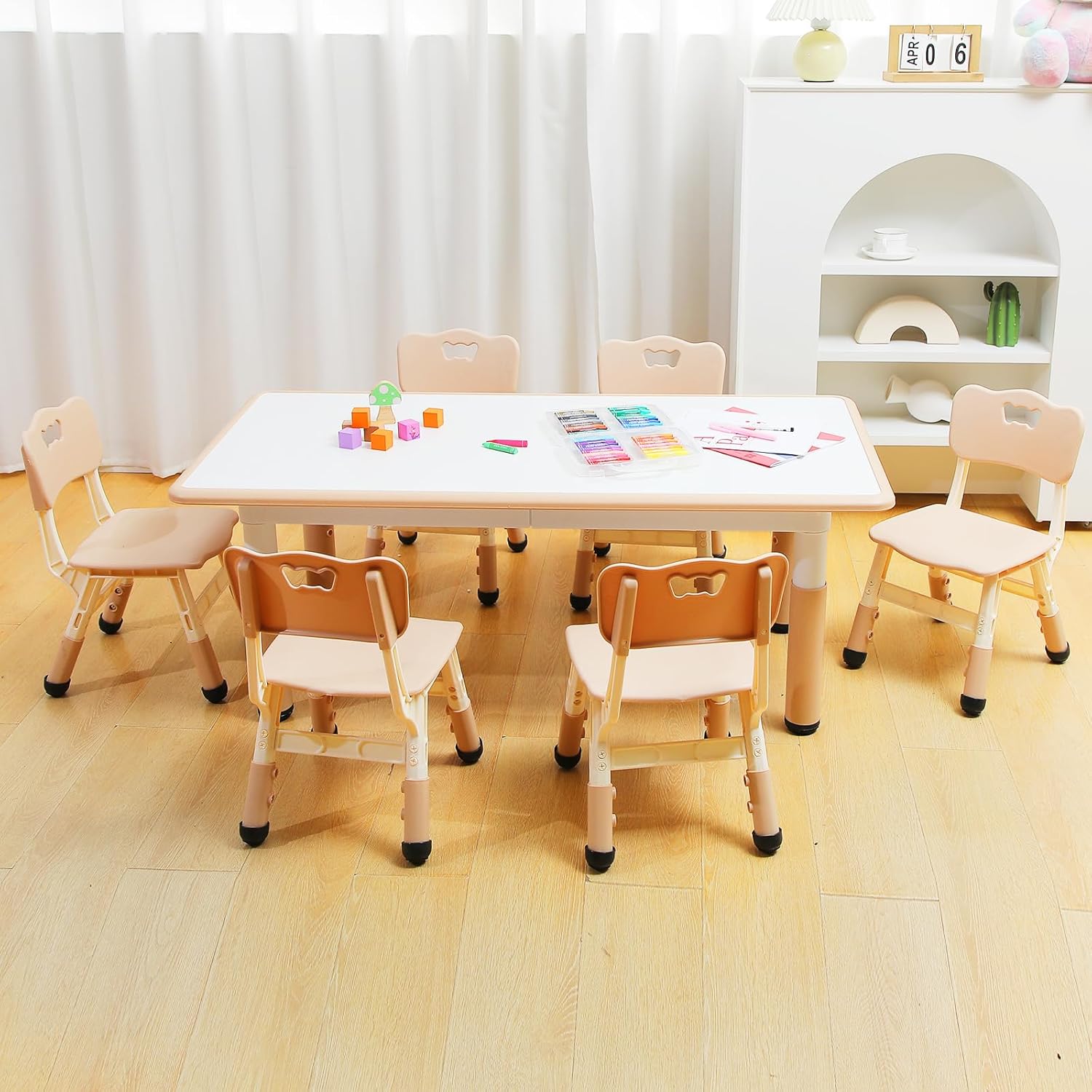 SEZERIYA Juego de mesa y silla para niños, mesa de estudio y mesa de comedor, escritorio para niños y niñas de 2 a 12 años, mesa de altura ajustable