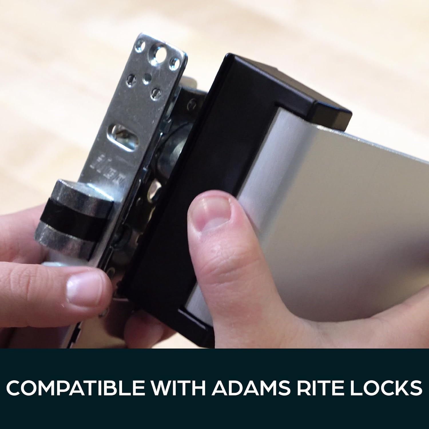 Adams Rite Style Latch – Kit de manija de salida con cilindro de mortaja y llaves, puerta de empuje a izquierda (aluminio, respaldo de 1-18