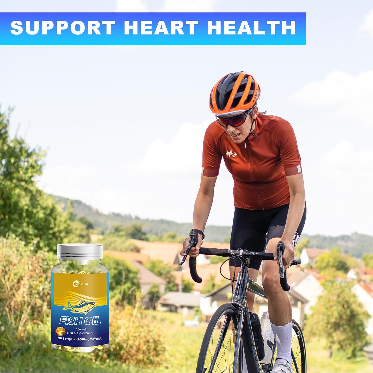 Cápsulas blandas de aceite de pescado 1000 mg Omega-3 Suplementos ácidos grasos – 90 cápsulas blandas Suplemento esencial para adultos apoya la