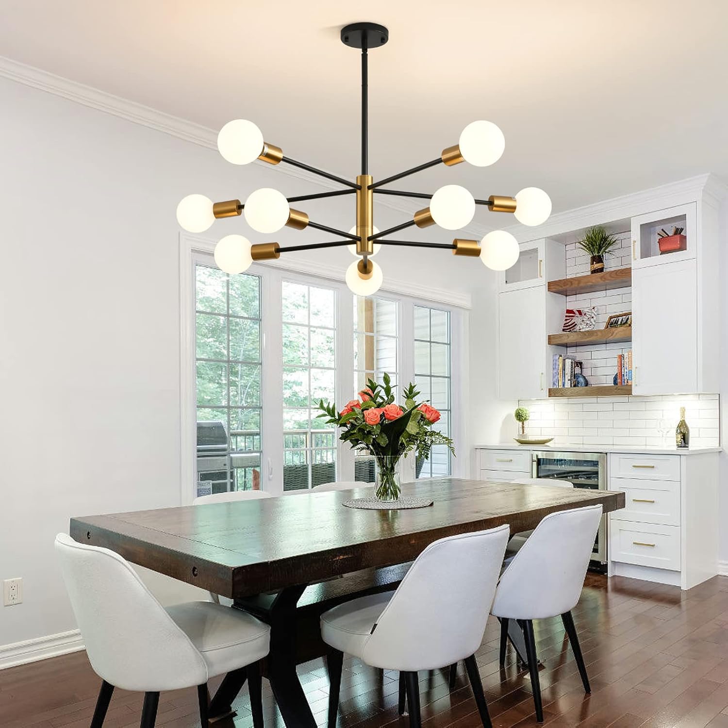 Lámpara de araña moderna Sputnik, lámpara de techo de 10 luces Lamparas de Techo Modernas, lámpara de techo ajustable en altura ajustable de