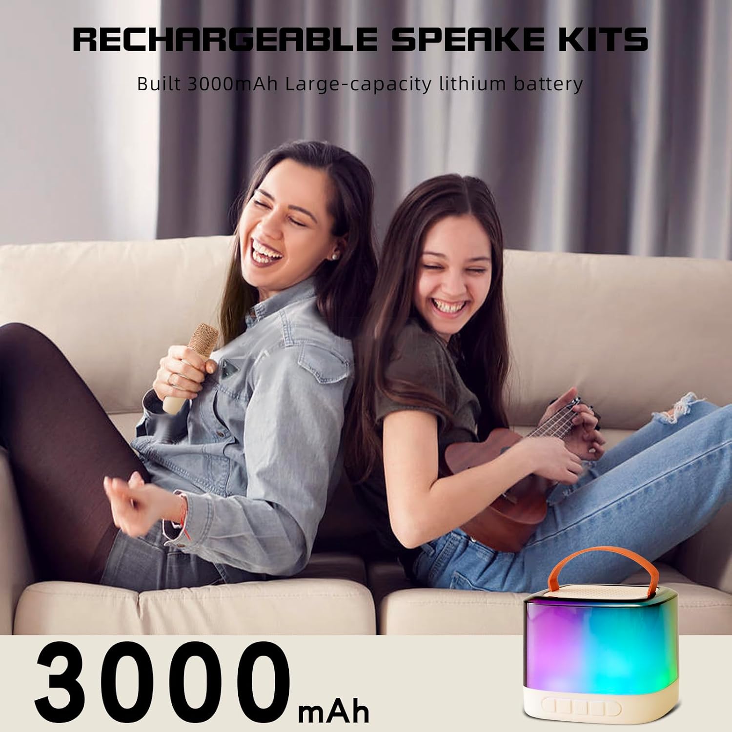 Máquina de karaoke para adultos y niños, máquina de karaoke portátil con 2 micrófonos inalámbricos Bluetooth, el mejor regalo de cumpleaños,