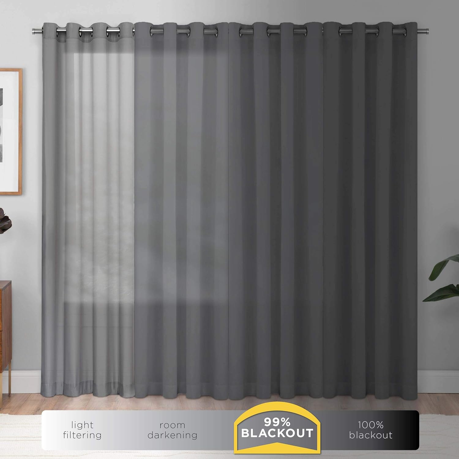 Eclipse Kendall – Cortinas térmicas blackout modernas con pasabarras para cortinero, para ventana de dormitorio o sala (1 panel), 42 x 84 pulgadas,