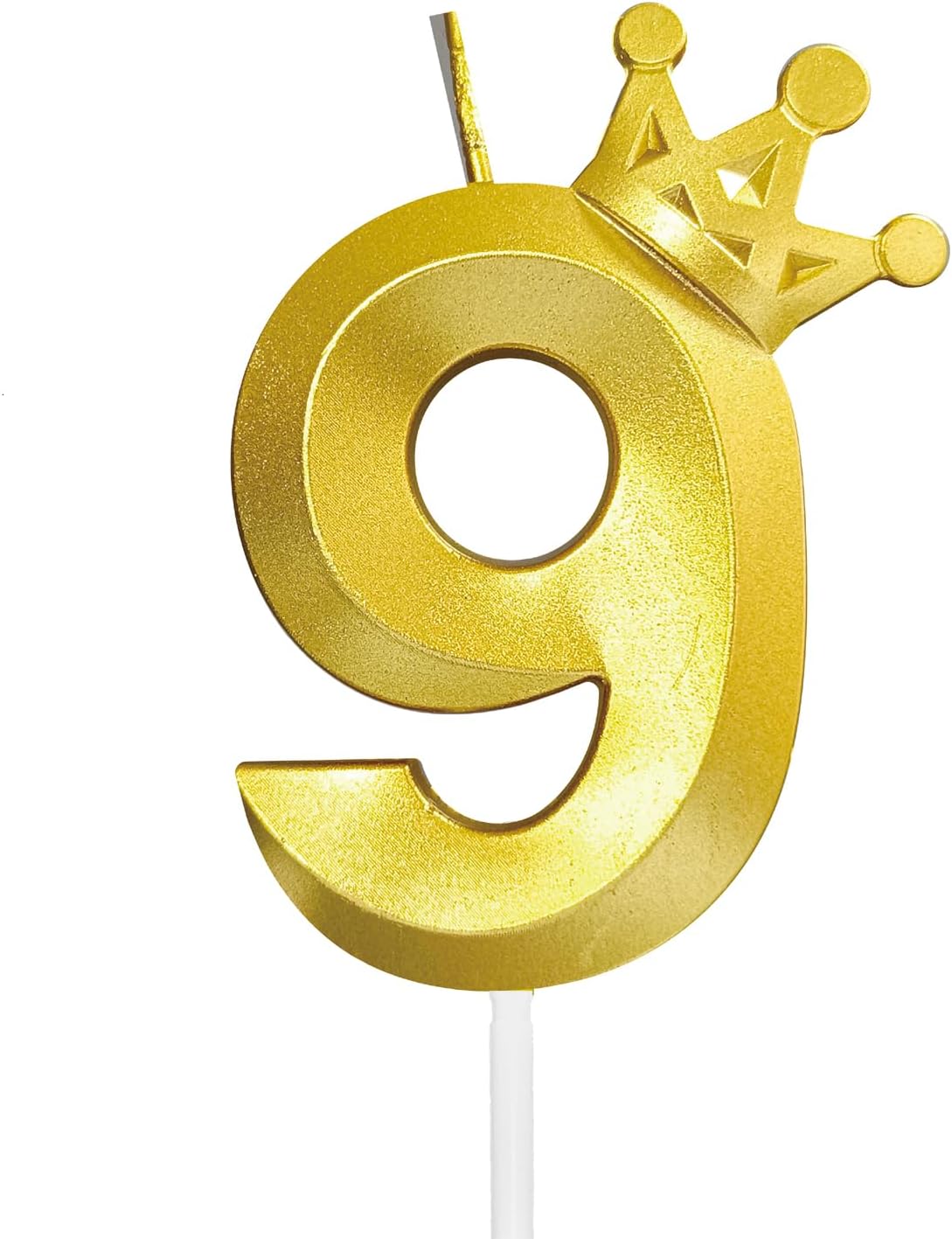 Vela de cumpleaños número 9 de nueve años de edad, velas con número de feliz cumpleaños, decoración para tartas, corona 3D (corona-9, dorado)