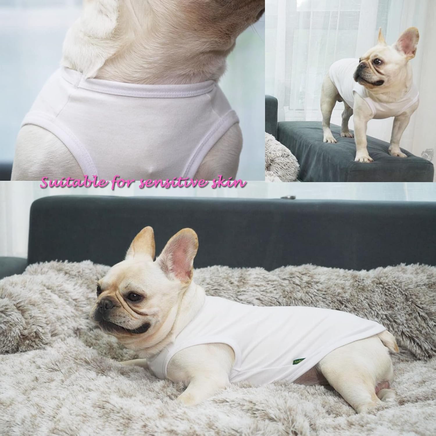 Camisas blancas y rosas para perros, camiseta de algodón suave en blanco para perros y niñas, ropa grande lisa, XXXL rosa y blanco