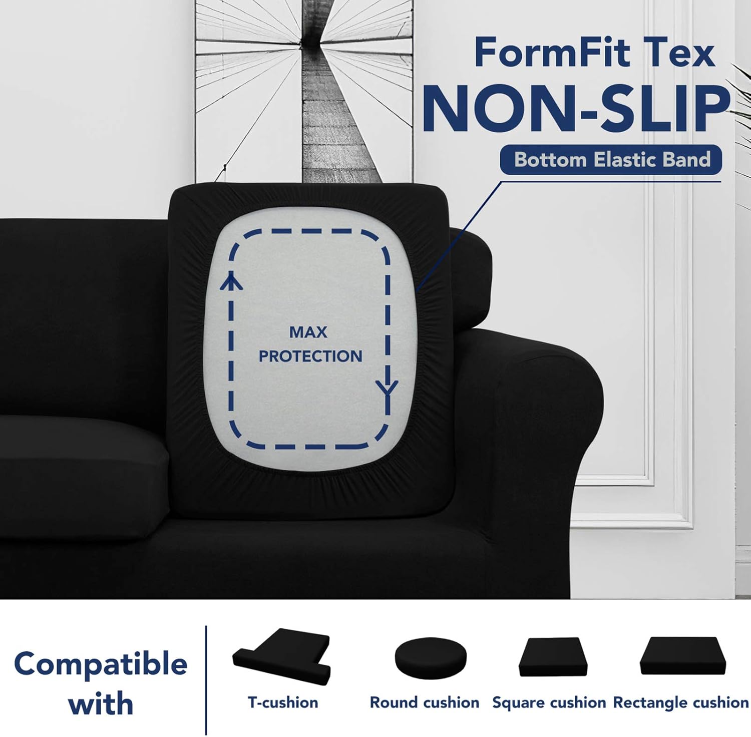 PureFit Funda de sofá súper elástica para silla de 1 cojín, funda de sofá suave antideslizante de elastano para niños, mascotas, protector de