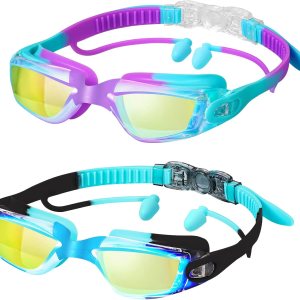 XDX Gafas de natación para niños, paquete de 2 gafas de natación para niños con protección UV, antiniebla sin fugas para niños, niñas, adolescentes XDX Gafas de natación para niños, paquete de 2 gafas de natación para niños con protección UV, antiniebla sin fugas para niños, niñas, adolescentes