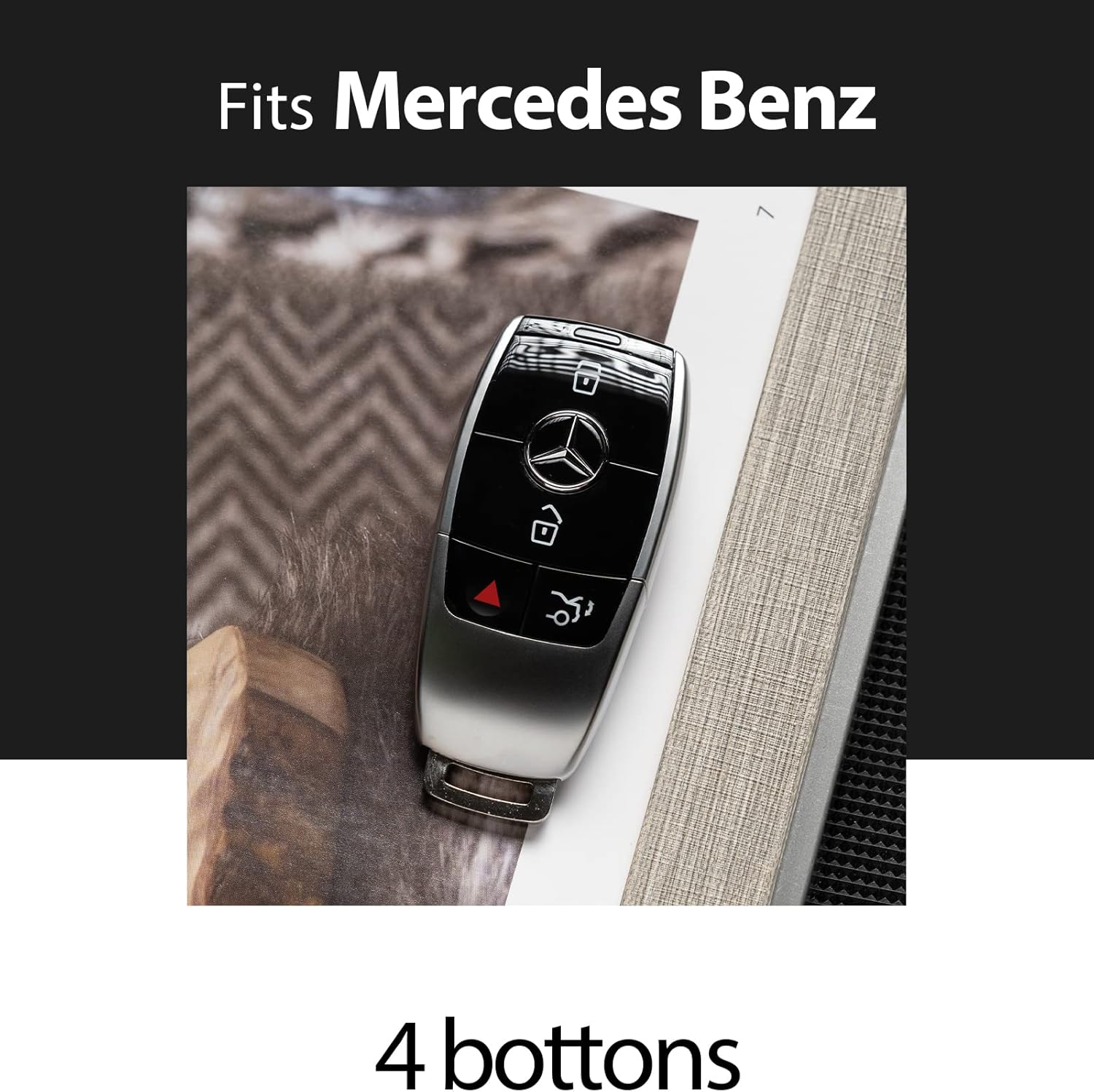 Smyfob Funda de cuero para llavero de automóvil, color marrón, compatible con Mercedes Benz, Marrón