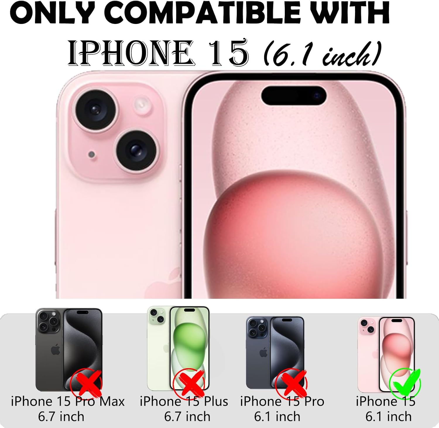 Annymall Funda para iPhone 15 con 2 protectores de pantalla, protección contra caídas a prueba de golpes, cuerpo completo, resistente, 3 capas,