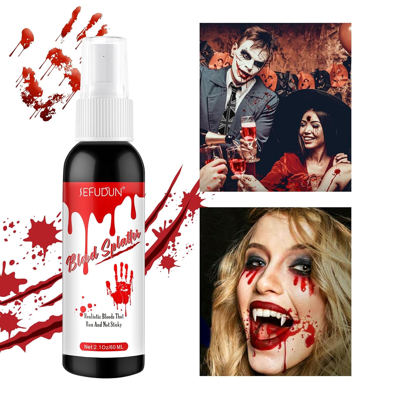 Spray lavable de sangre falsa para Halloween, sangre falsa para disfraz de vampiro zombi y monstruo disfraz, el aerosol de sangre falso se utiliza
