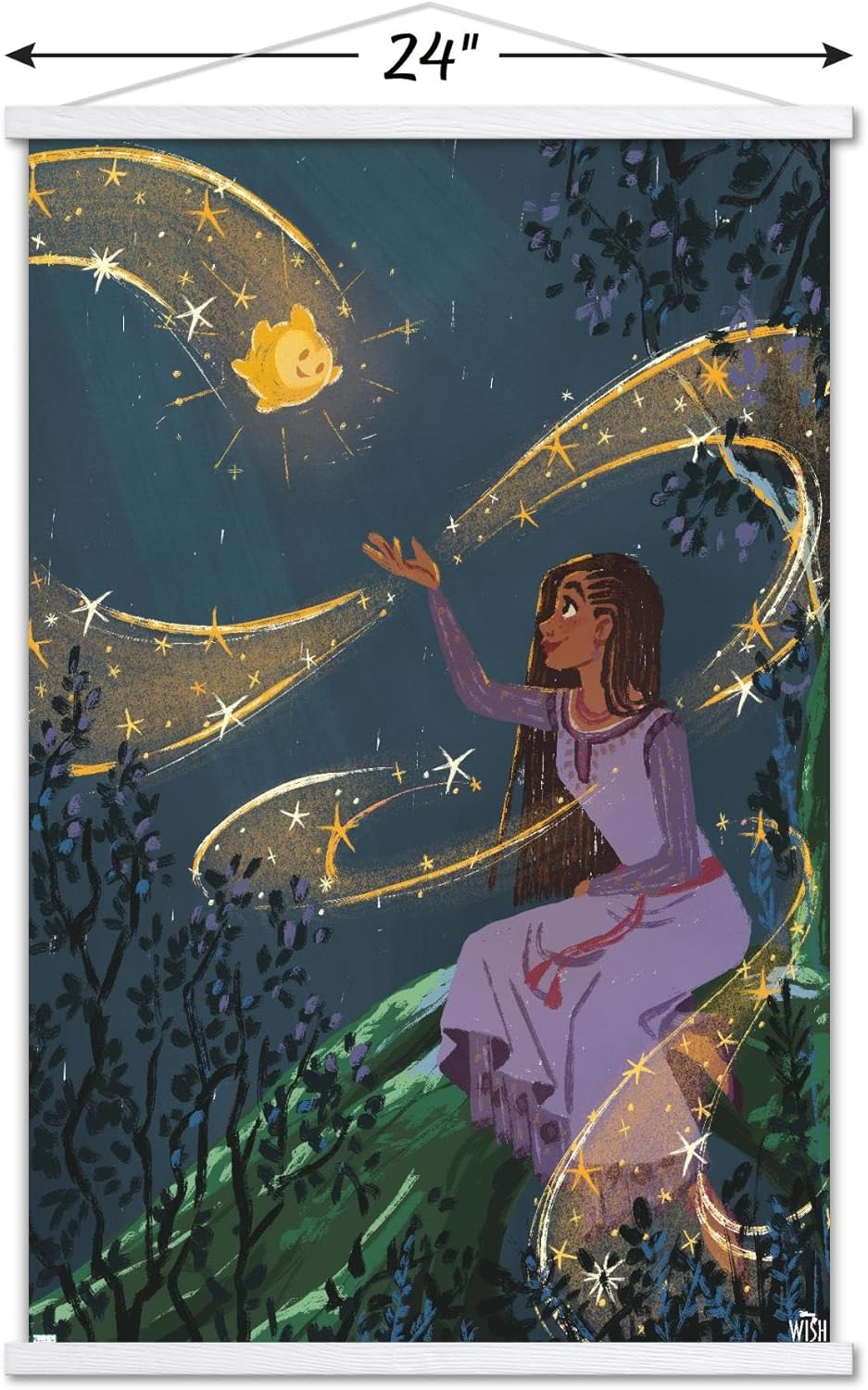 Trends International Disney Wish – Póster de collage 2 (Asha & Star), póster de pared, 22.37 x 34.00 pulgadas, paquete de impresión y colgador blanco