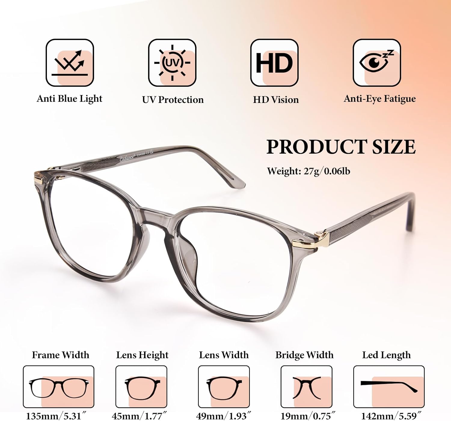 Avaeye TR90 – Lentes de luz azul para mujeres y hombres, lentes clásicos de doble metal para computadora antirreflejos
