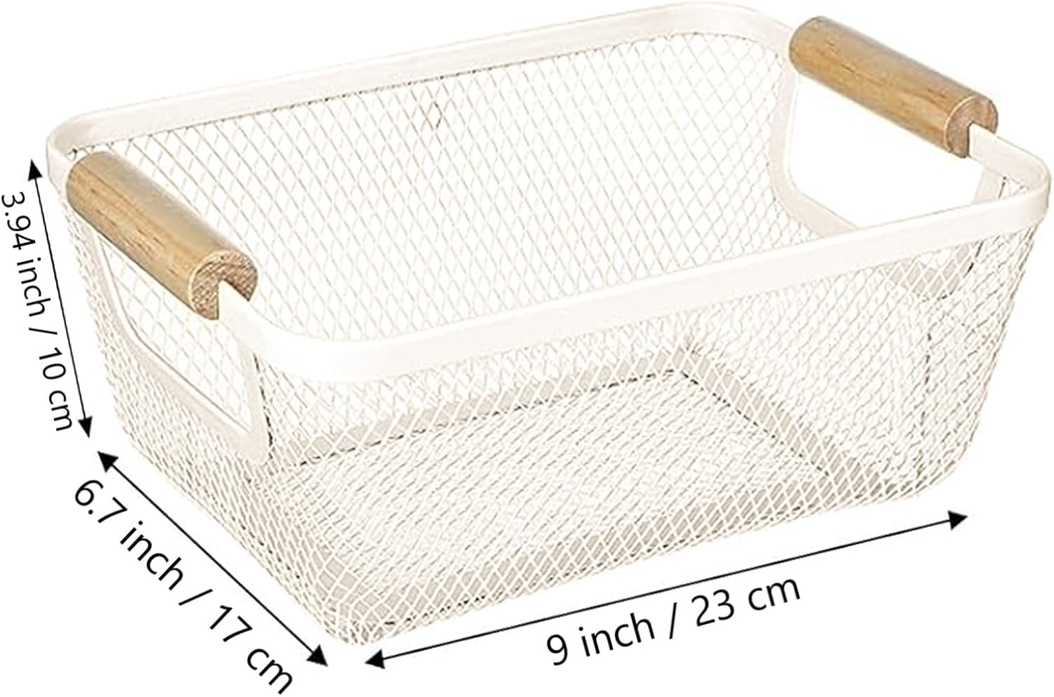 Paquete de 2 cestas de acero de malla metálica, cesta organizadora de almacenamiento de alambre multifuncional, cesta de cocina colgante con mango
