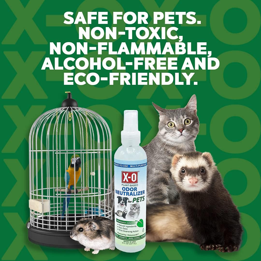 X-O Desodorizante natural para mascotas, a base de plantas, listo para usar, 8 onzas, neutralizador eficaz de olores de mascotas, seguro para todos