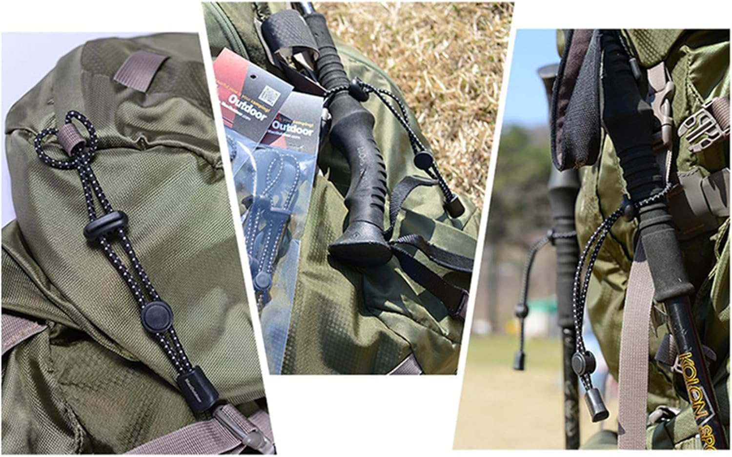 Dollandd – Mochila con hebilla de cuerda para caminar, cordón elástico, hebilla de fijación, soporte para palo de senderismo para camping,