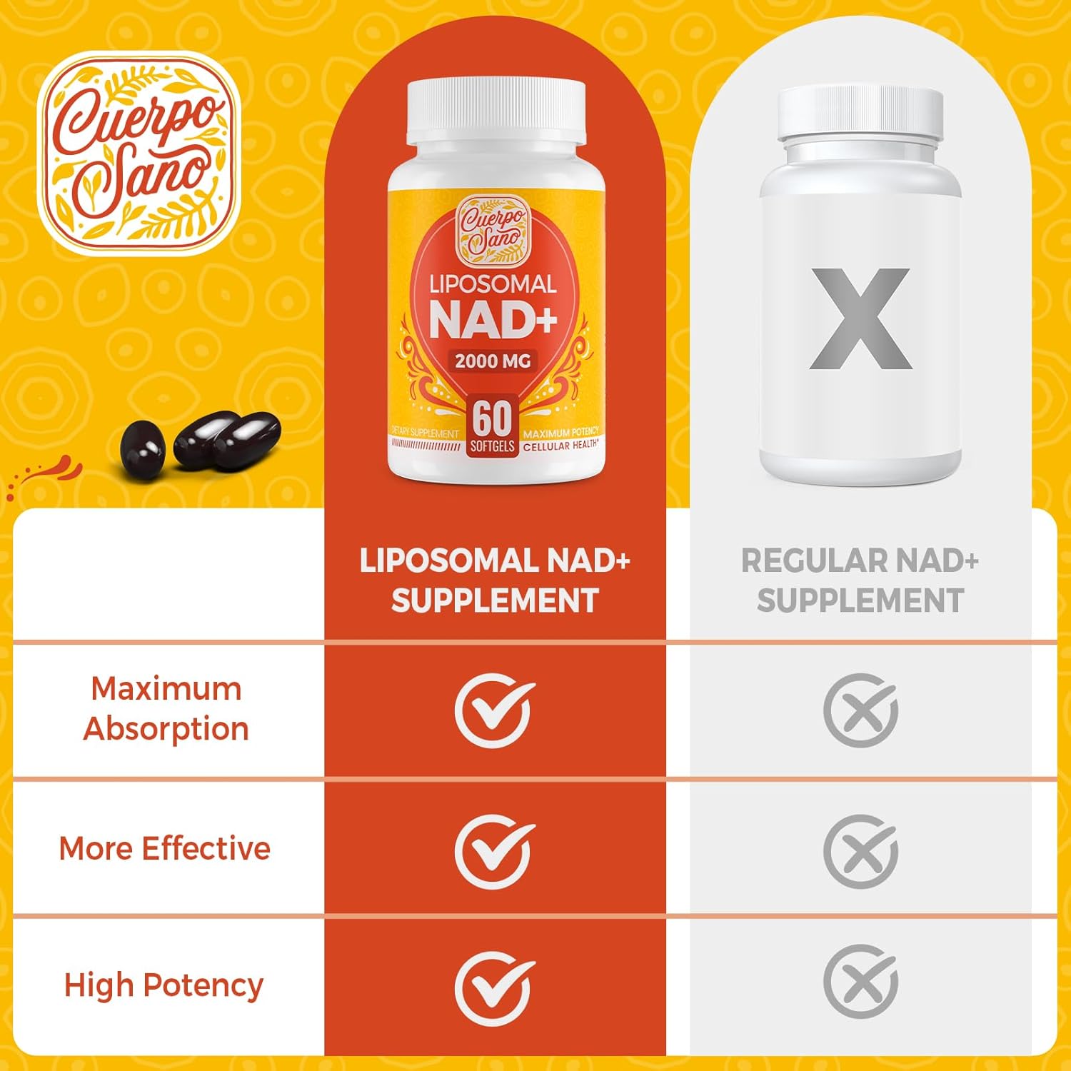 Suplemento liposomal NAD de 2000 mg  Alta absorción y NAD Pontecy, más eficiente que la nicotinamida ribósido, 100% puro NAD+ suplementos para