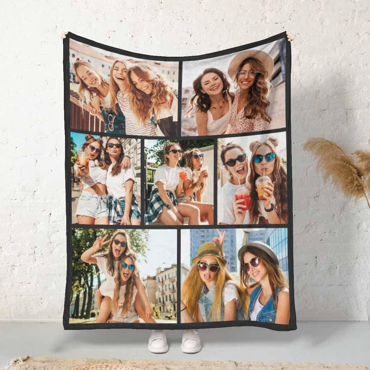 Manta personalizada de mejores amigos con fotos, manta de cama personalizable con collage de imágenes de pareja para esposa, esposo, día de San