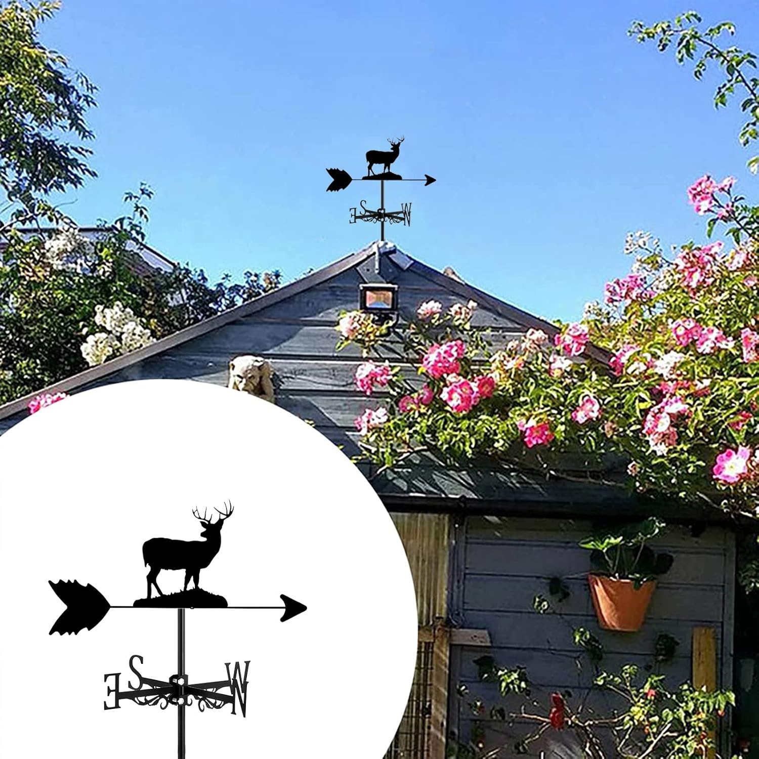 Exquisito adorno de metal para animales pequeños, soporte de techo para valla de jardín, cobertizo de metal, escena de granja al aire libre,