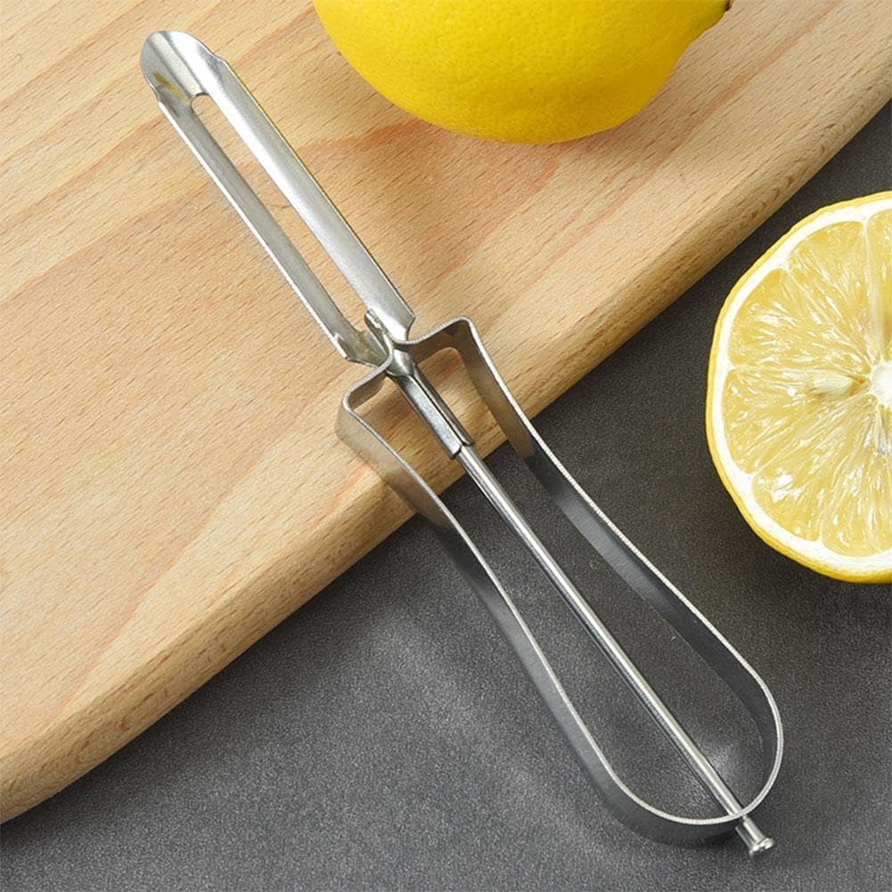 1 cuchillo giratorio de acero inoxidable plateado, multifunción, pelador de manos de zanahoria, papa, zanahoria, cortador de alimentos, frutas,