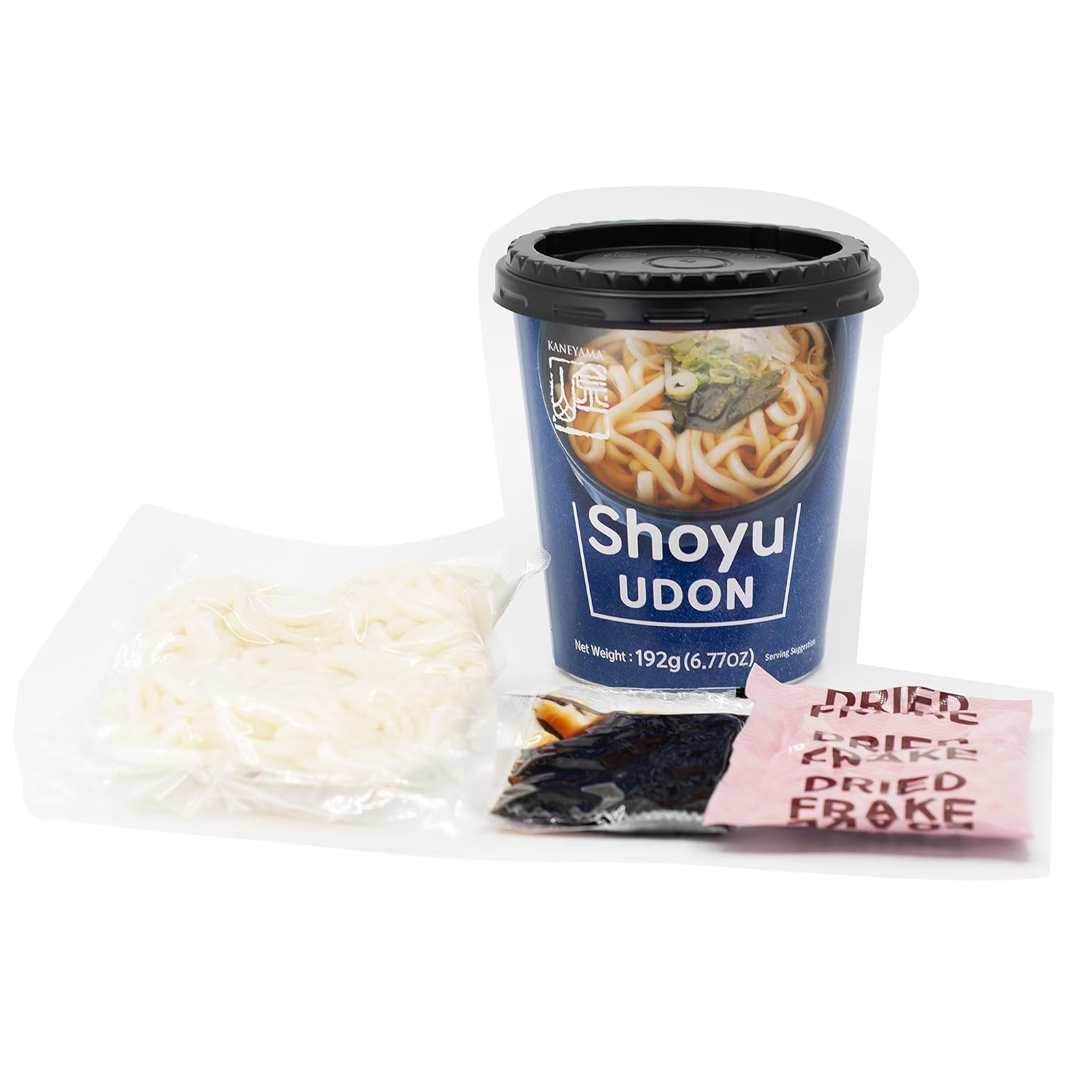 Kaneyama Taza de sopa de fideos, Udon de estilo japonés, sabor picante Shoyu-Kimchi, fideos frescos masticables instantáneos y aptos para