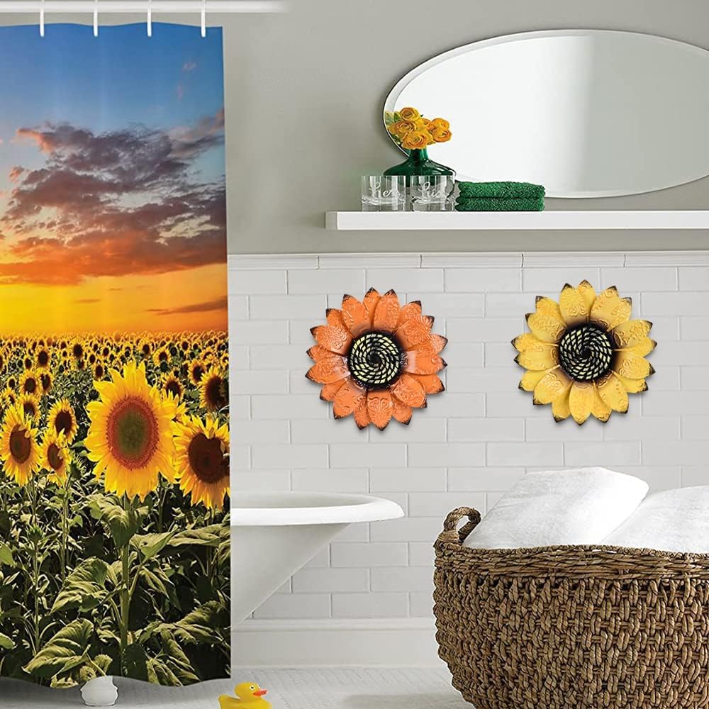 YEAHOME Decoración de pared de girasol, decoración de pared de flores de metal de 9 pulgadas, decoración de jardín de girasol para colgar para