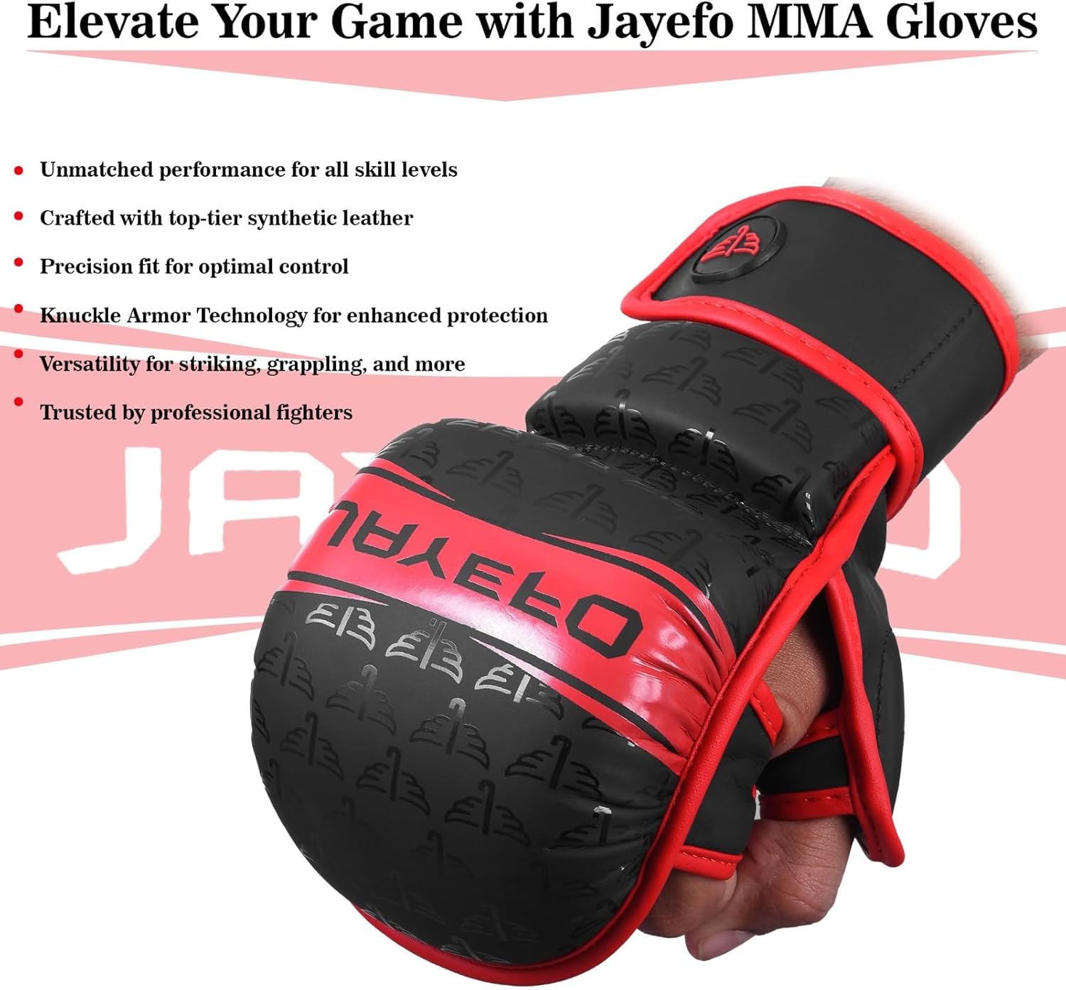 Jayefo Guantes MMA  Guantes de entrenamiento y agarre de palma abierta  Artes marciales para hombres y mujeres  Soporte de muñeca  Deportes de