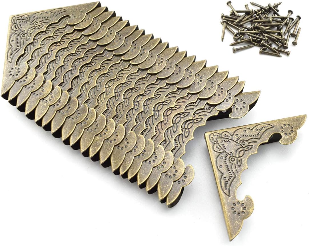 SDTC Tech – Juego de 20 protectores de esquina de metal para libro de recortes (0.157in, altura interna), diseño de esquinas