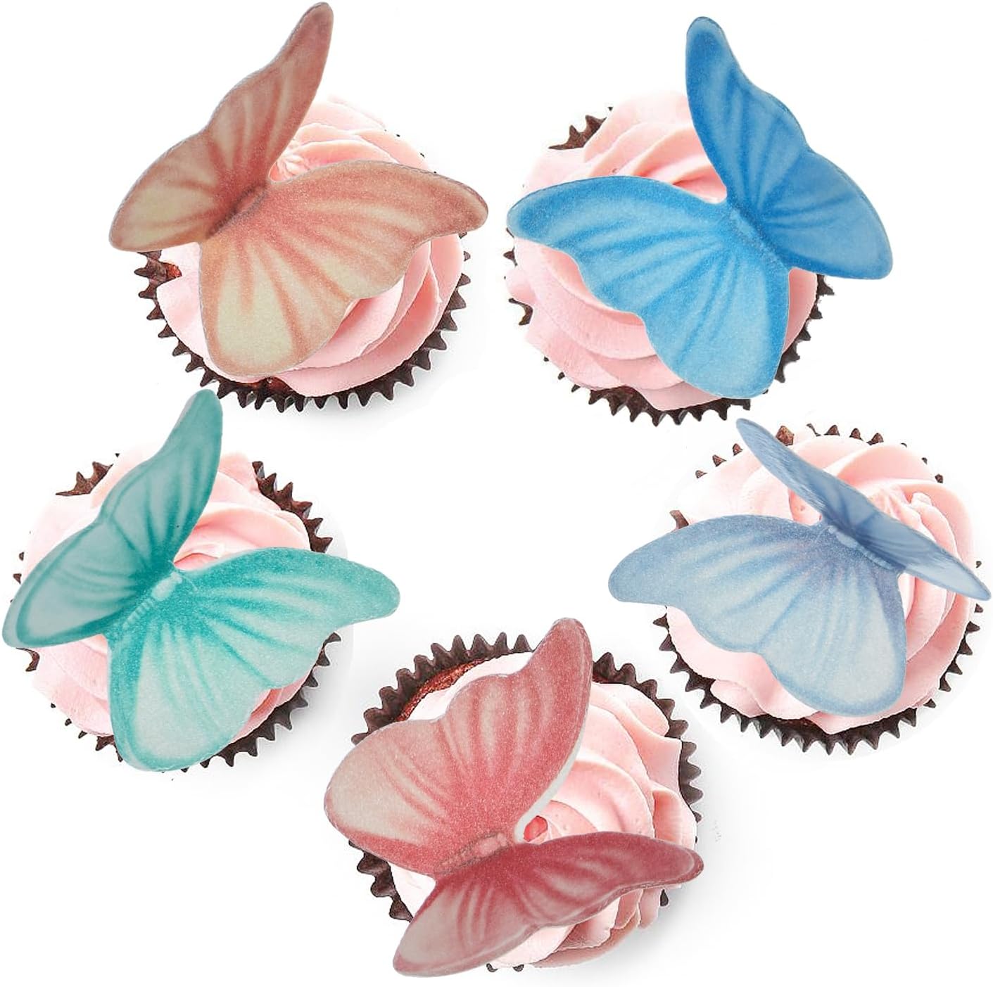 48 piezas de papel de oblea comestible de mariposa para decoración de pasteles para bodas, cumpleaños, baby shower, suministros de fiesta,