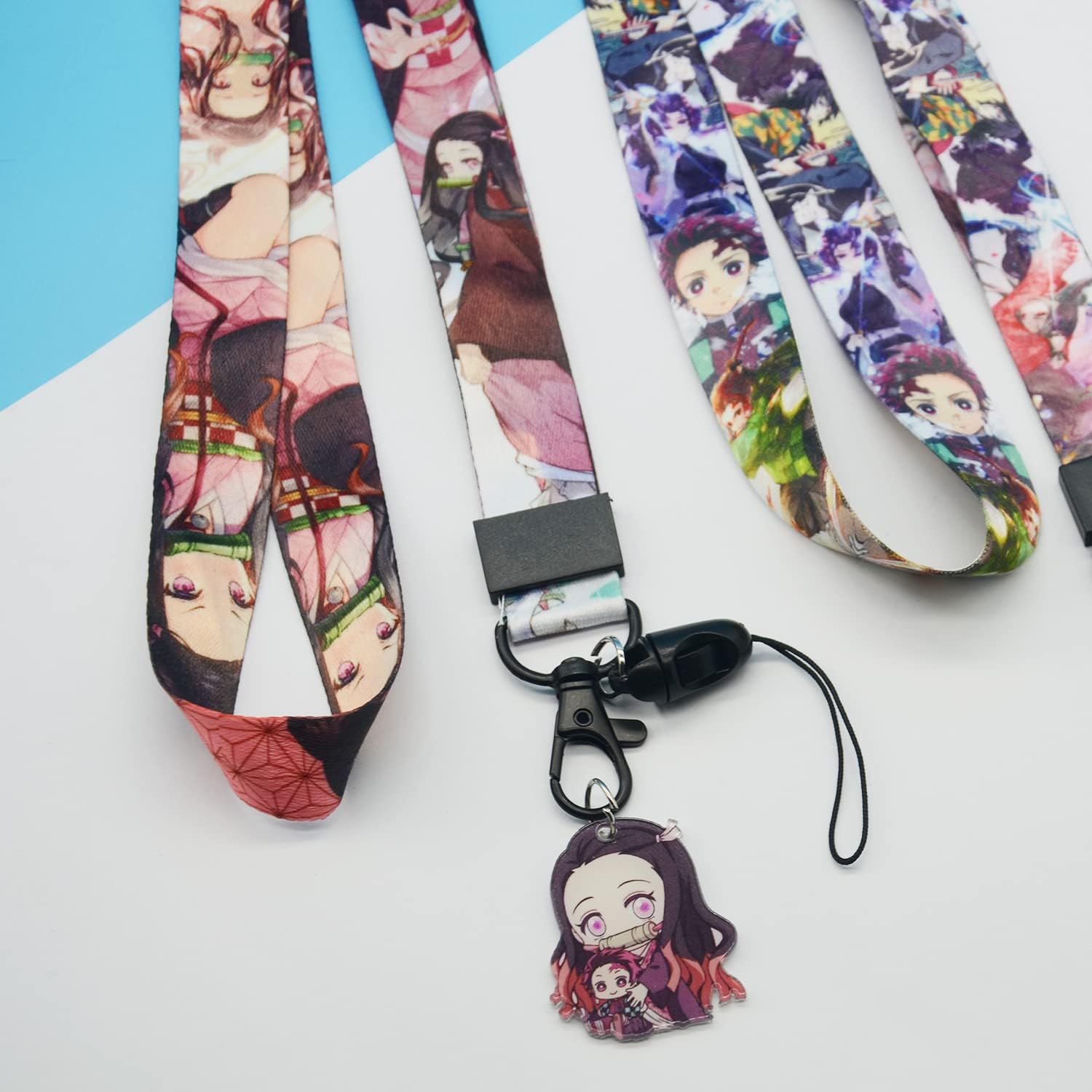 Demon Anime Nezuko – Tarjetero con 2 cordones, tarjetero para tarjetas de crédito de identificación Kawaii, bolsa con cordón, funda para tarjetas de