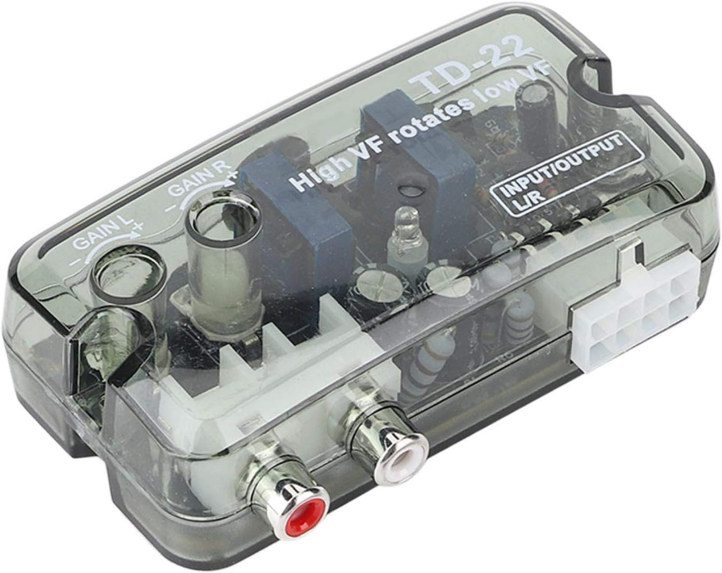 Fydun Convertidor de alto a bajo para audio de coche, convertidor de audio estéreo de alta a baja frecuencia, convertidor de nivel de altavoz con