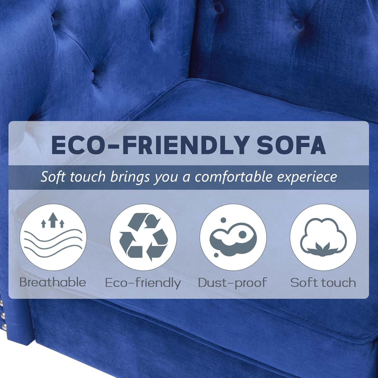 Sofá biplaza tapizado de terciopelo, moderno sofá copetudo de 2 plazas con cojín acolchado grueso para sala de estar, dormitorio o espacio pequeño,