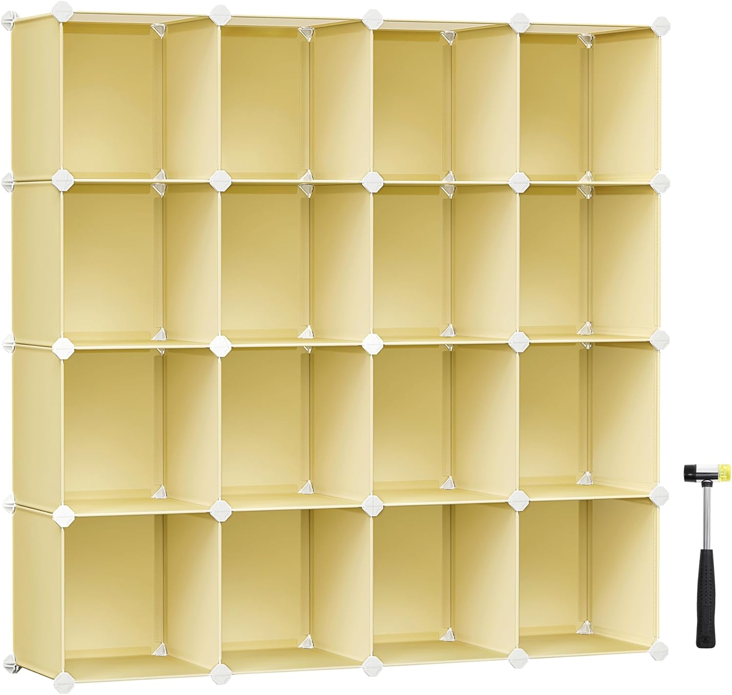 SONGMICS Organizador de almacenamiento de cubos, juego de 16 cubos de plástico, estante para libros, organizadores de armario y almacenamiento,