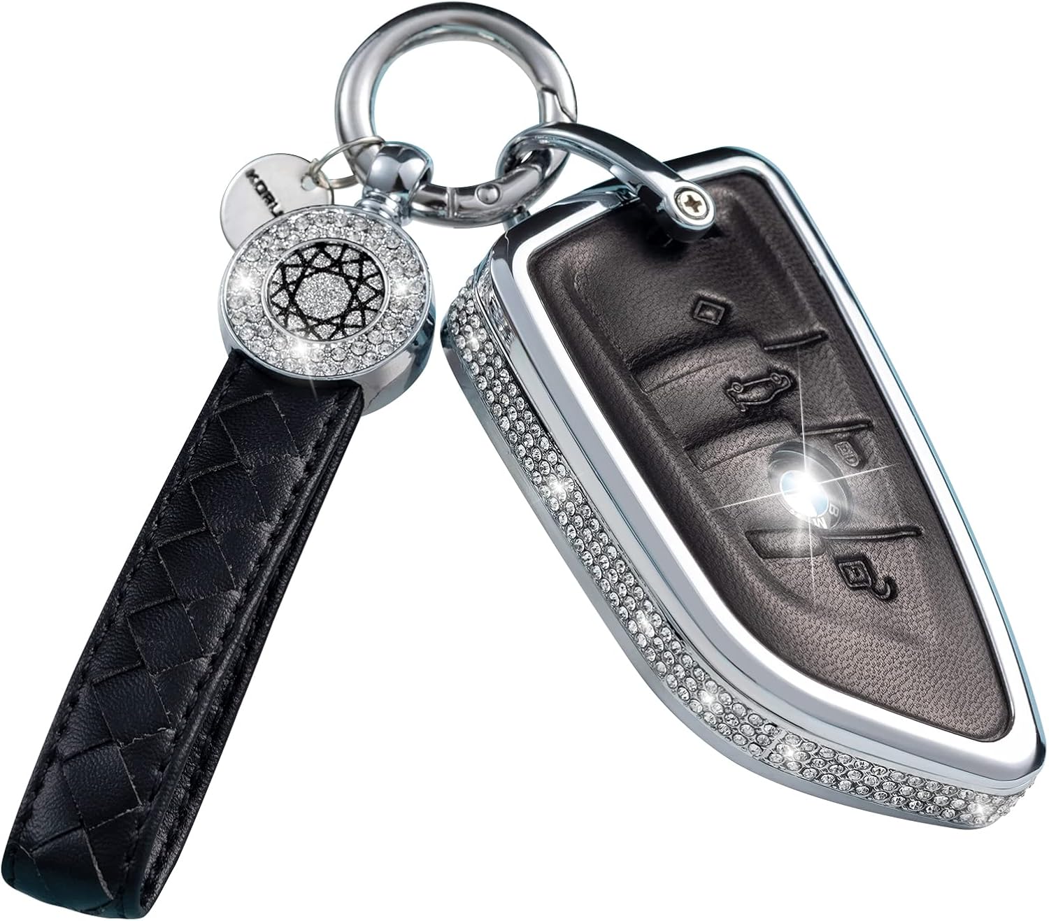 SHANGHONG Funda para llavero BMW, de piel auténtica, compatible con BMW serie 2, 5, 6, 7, X1, X2, X3, X5, X6 (versión A, negro)