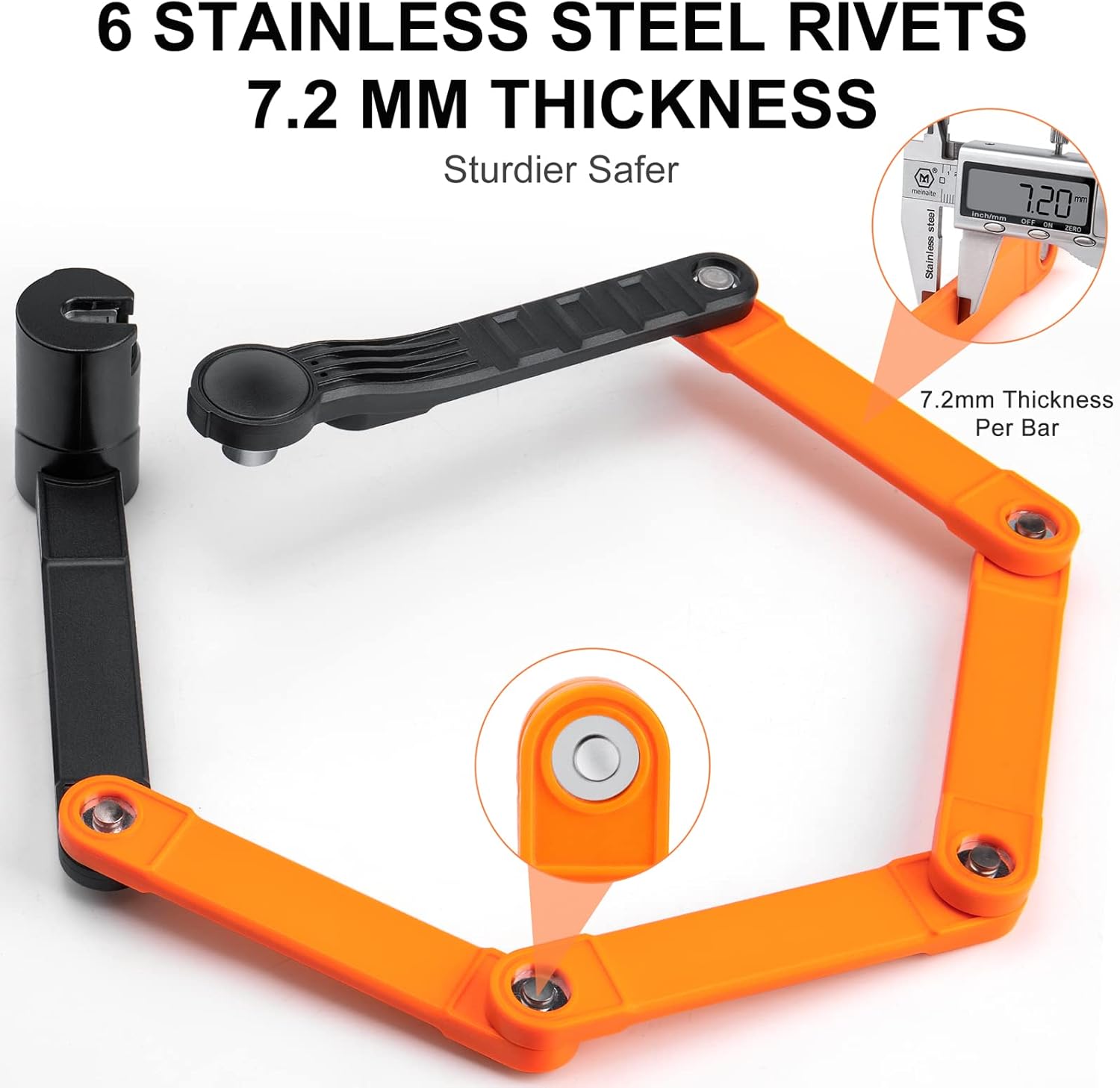 Candado plegable para bicicleta con 3 llaves, cerraduras de bicicleta de seguridad resistentes antirrobo, cilindro antitaladro y púa, candado