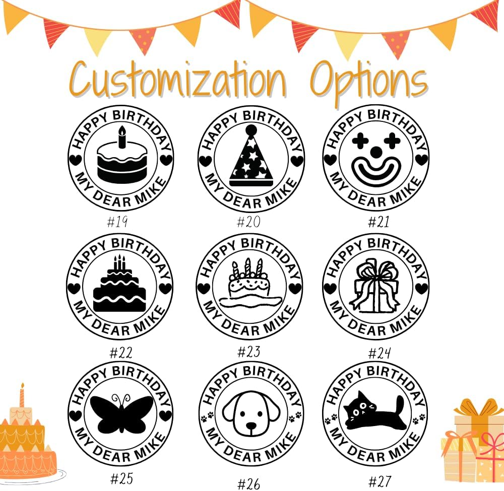 Orapink Sello de galletas de cumpleaños personalizado con tu apellido. Sello de cortador de galletas personalizado para hornear fondant, glaseado,