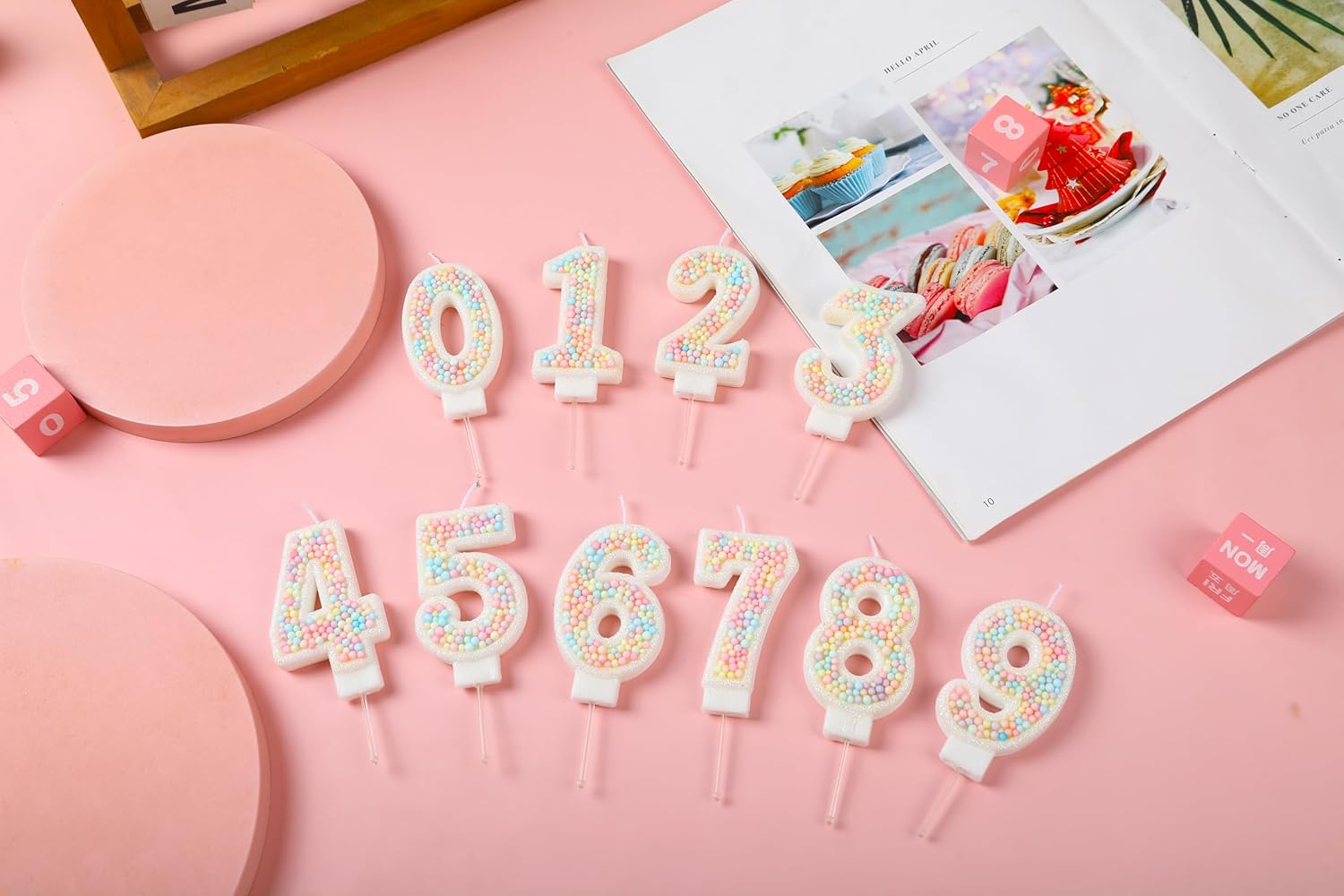 Vela de cumpleaños de 4 velas con purpurina de macarrón para cumpleaños, niña, mujer, dulce tema de cuatro años, cumpleaños, boda, aniversario,