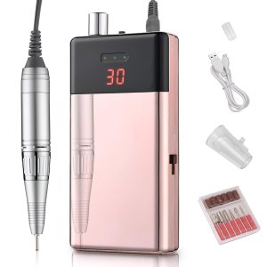 BYOOTIQUE – Kit de máquina de taladro eléctrico portátil inalámbrico con 6 bandas de lijado de acrílico recargable de 30000 rpm, lima de uñas de BYOOTIQUE – Kit de máquina de taladro eléctrico portátil inalámbrico con 6 bandas de lijado de acrílico recargable de 30000 rpm, lima de uñas de