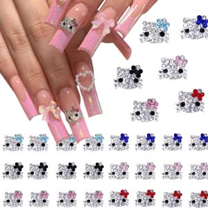 Dijes de uñas KurKur para uñas acrílicas, 3D, plateado, kawaii, de dibujos animados, para arte de uñas, gemas de uñas de aleación y diamantes de Dijes de uñas KurKur para uñas acrílicas, 3D, plateado, kawaii, de dibujos animados, para arte de uñas, gemas de uñas de aleación y diamantes de