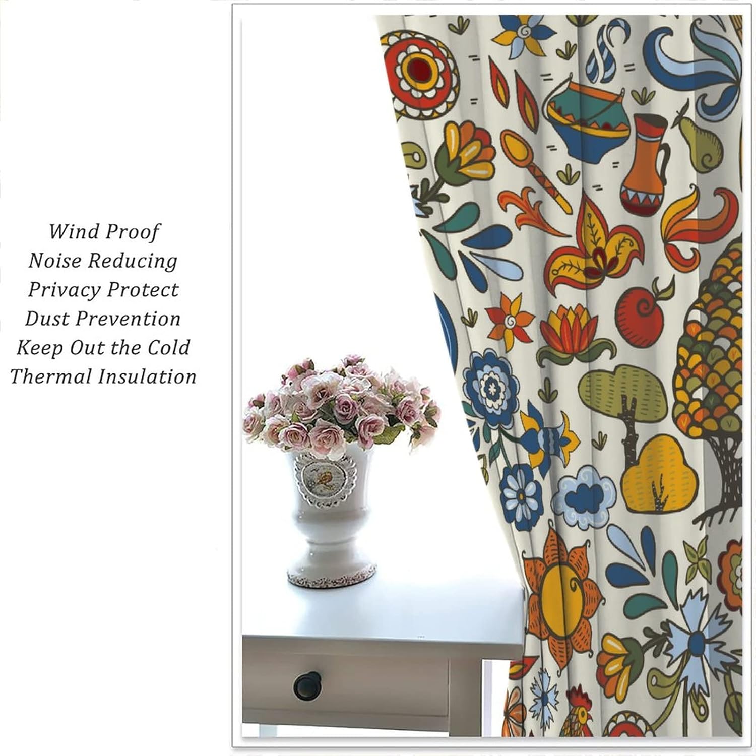 Cortinas de ventana de pollo, ventanas de cocina, sala de estar, dormitorio, cafetería, gallo de granja, pollo, girasol, estilo pastoral, flores y