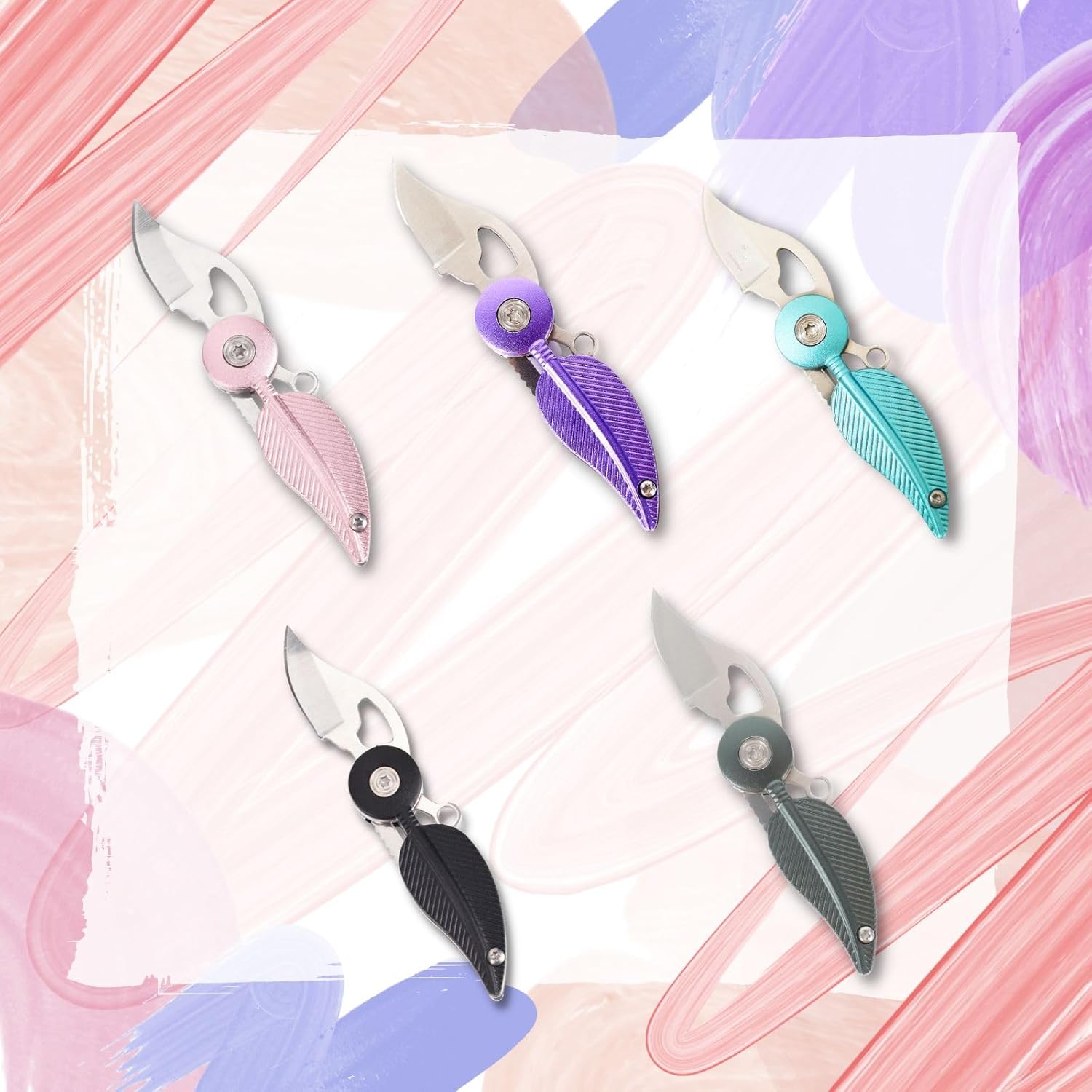 Navaja de bolsillo para mujer con cadena, cuchillo de bolsillo pequeño, cuchillos geniales, accesorios geniales, cuchillo Edc, mini cuchillo de