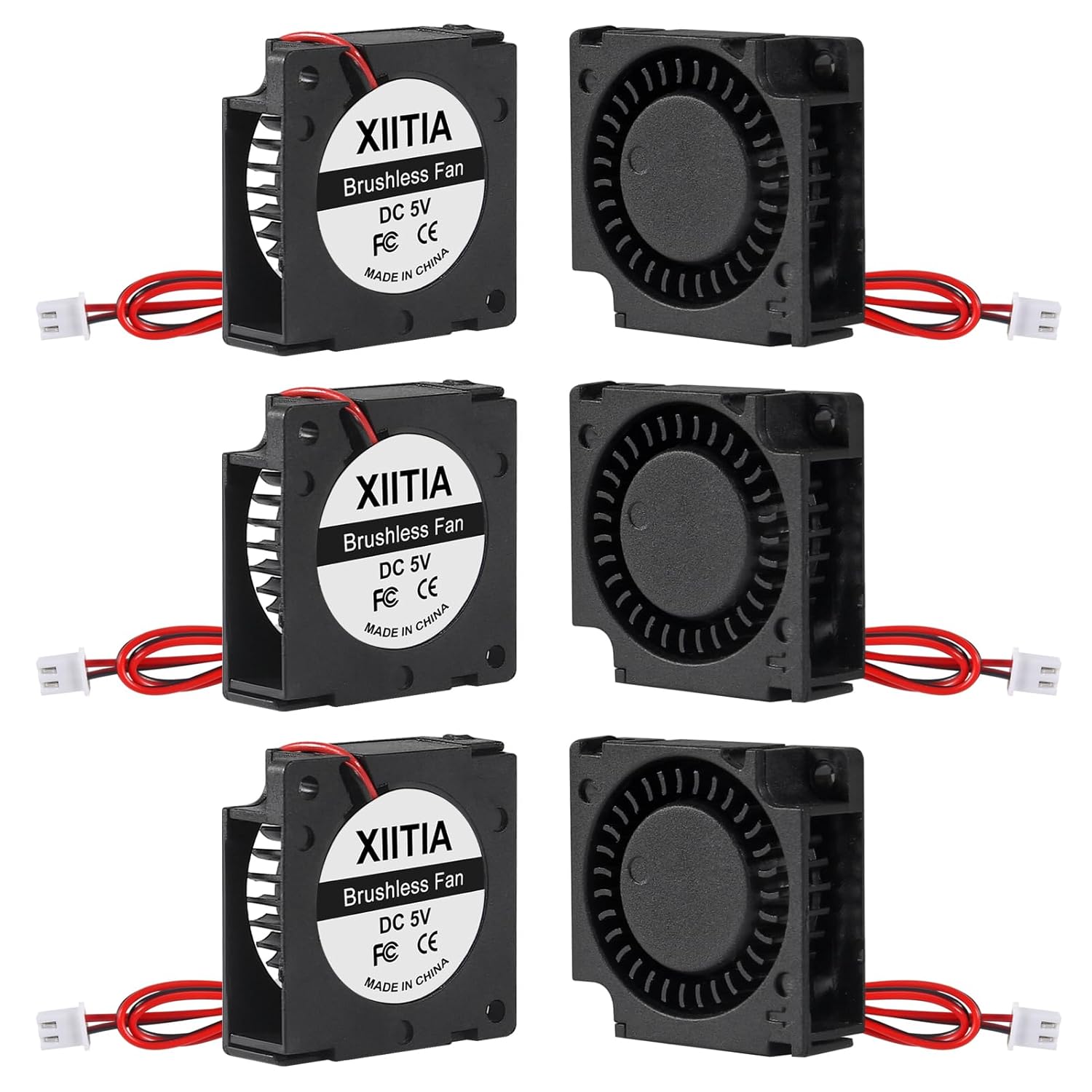 XIITIA 6 unids 3010 5V ventilador ventilador 1.181×1.181×0.394 in cojinetes de manga sin escobillas DC ventilador de enfriamiento con 2 pines