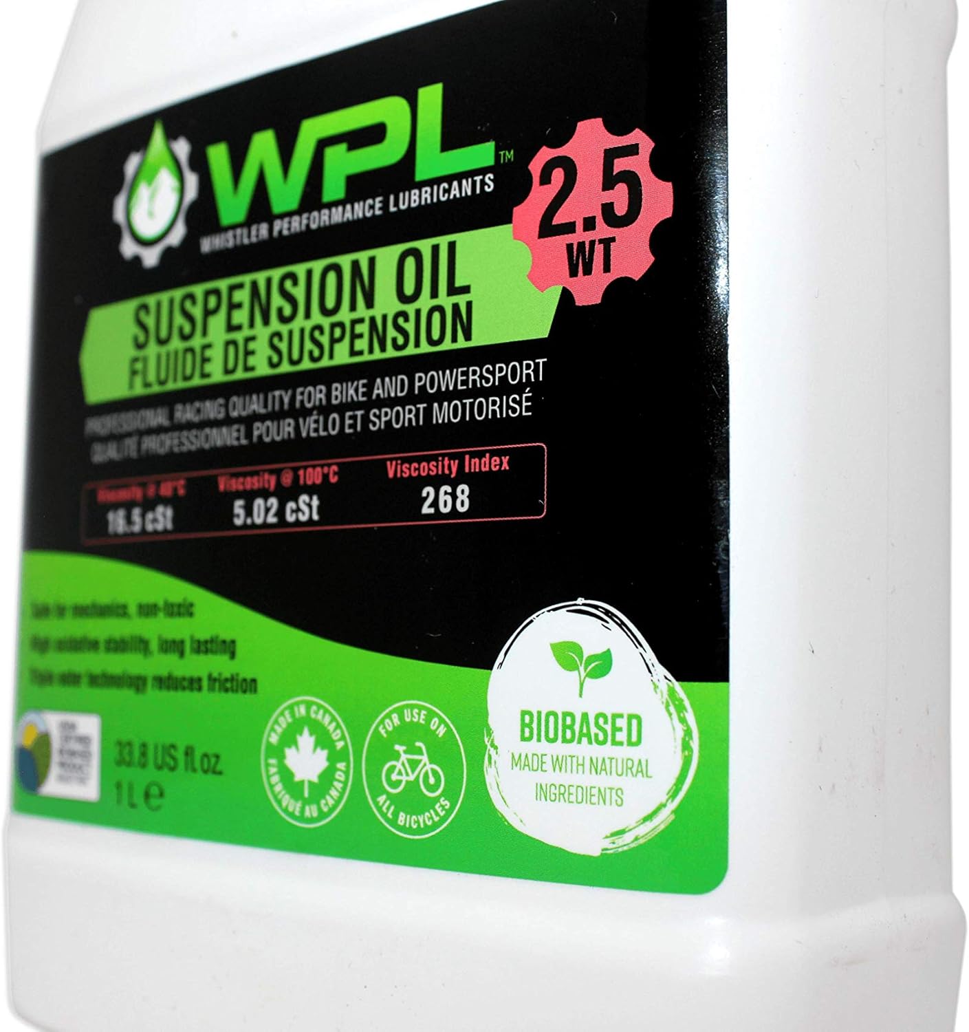 WPL Aceite de suspensión de bicicleta de alto rendimiento 1L  Aceite de bicicleta premium para amortiguadores y horquillas  Proporciona lubricidad