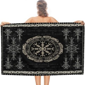 Toallas de piscina con estampado de vikingos nórdicos súper absorbentes, de secado rápido y esponjosas, color negro, brújula mágica retro, brújula Toallas de piscina con estampado de vikingos nórdicos súper absorbentes, de secado rápido y esponjosas, color negro, brújula mágica retro, brújula