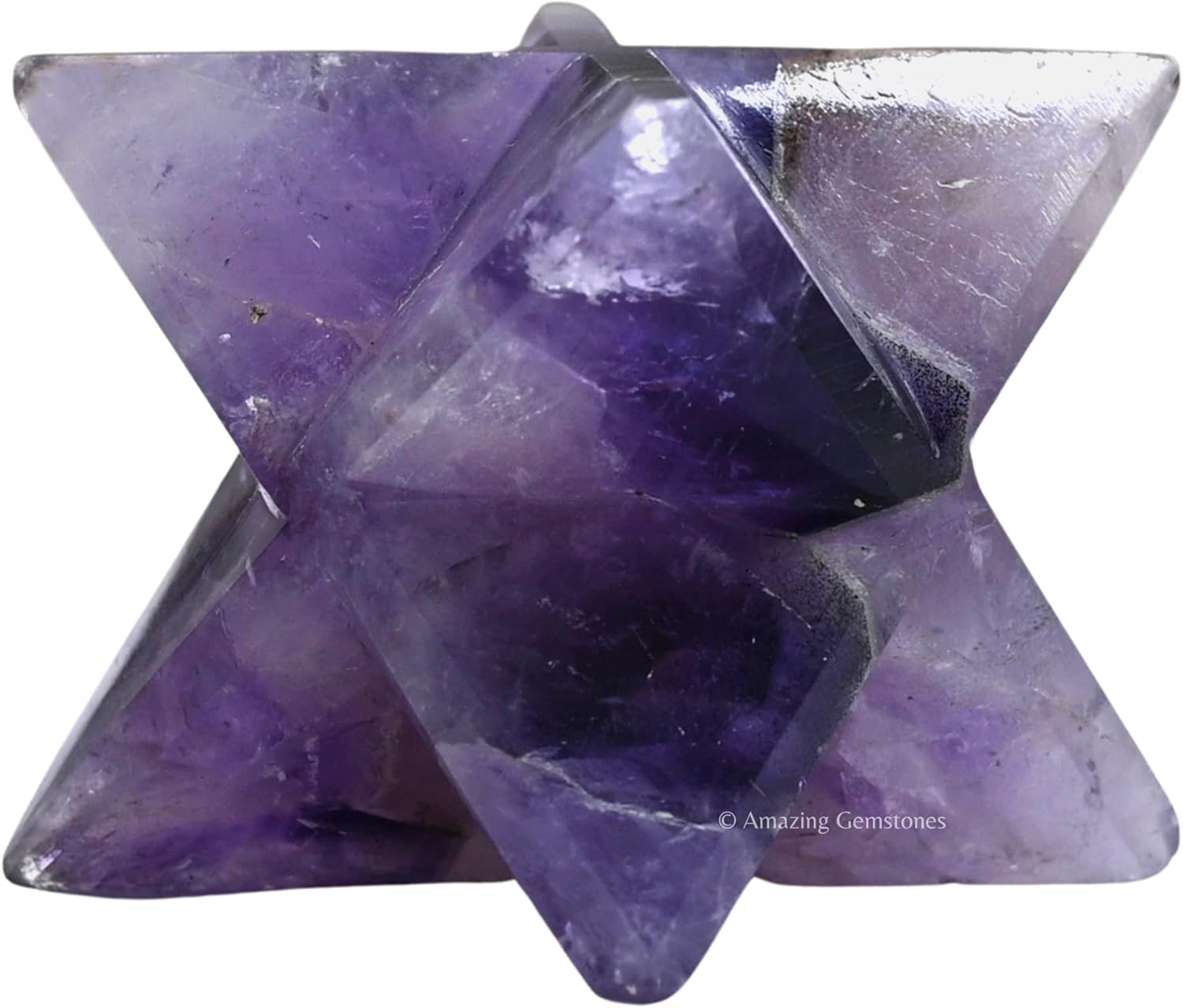 Amatista Merkaba Crystal – 1.5″ Pulgadas 3D Metatrones Cubo Cristal Merkaba