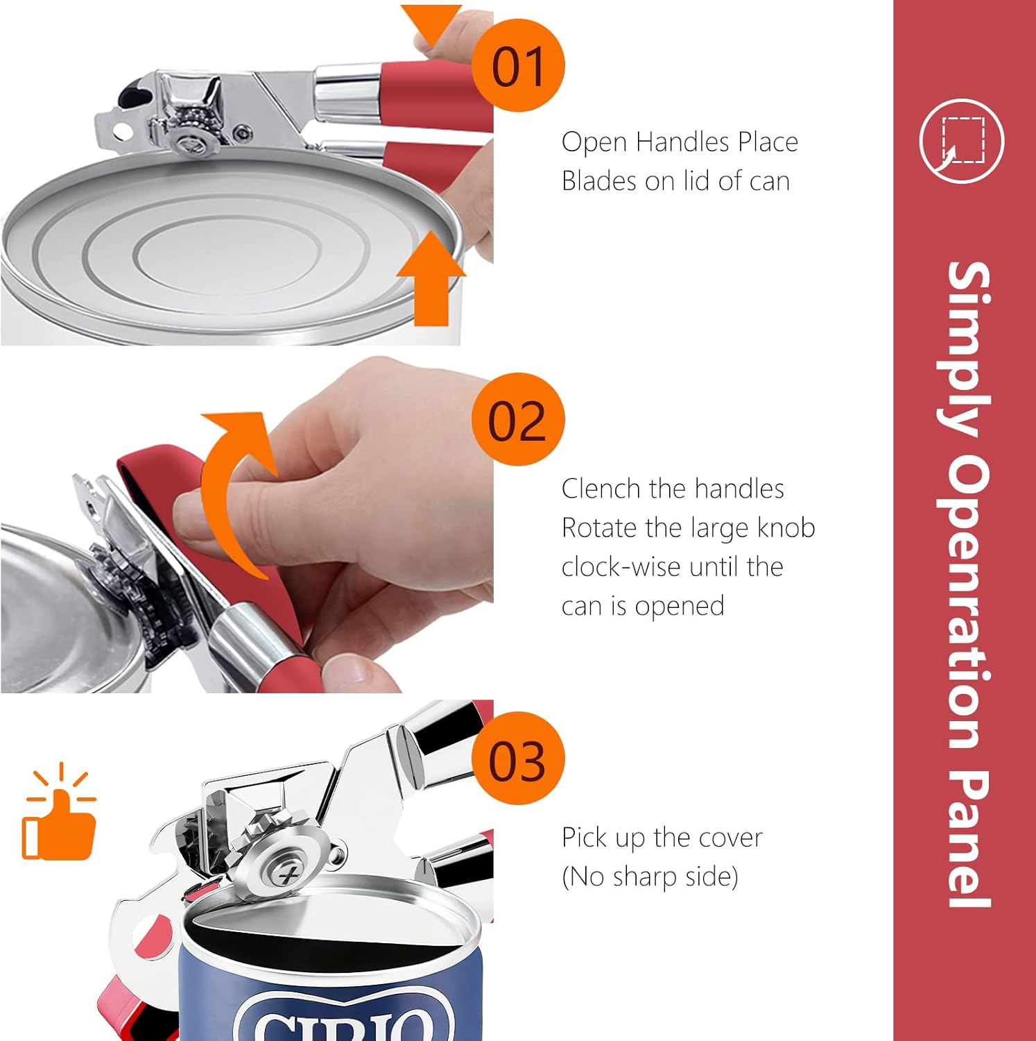 Abrelatas profesional, 3 en 1, multifuncional, manual, abrelatas, abrebotellas, acero inoxidable duradero, resistente, borde liso para cocina, apto