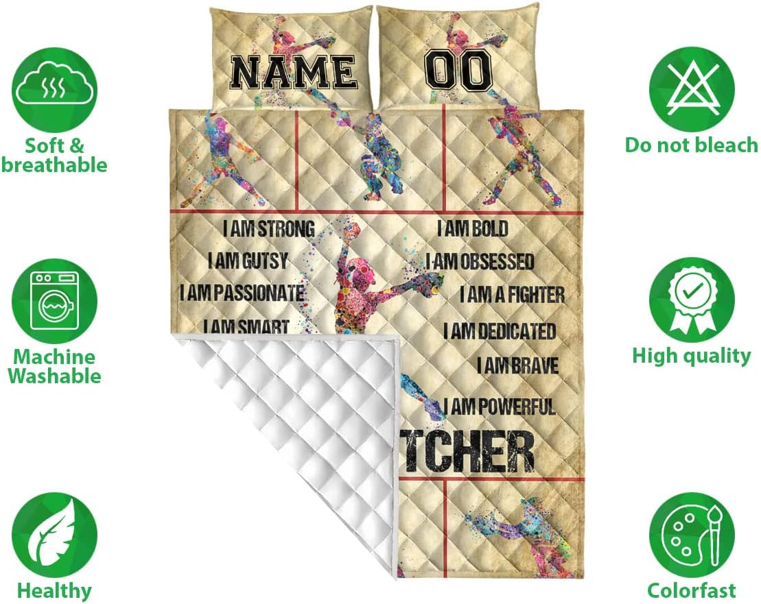 OhaPrints Jarra de sóftbol personalizada, regalo para hija, manta personalizada con número de nombre, manta y fundas de almohada, juego de ropa de