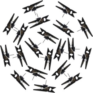 32 clips reutilizables para fotos, mini tachuelas de plástico negro, pinzas para la ropa, clips de papel decorativos para tableros de corcho, obras 32 clips reutilizables para fotos, mini tachuelas de plástico negro, pinzas para la ropa, clips de papel decorativos para tableros de corcho, obras