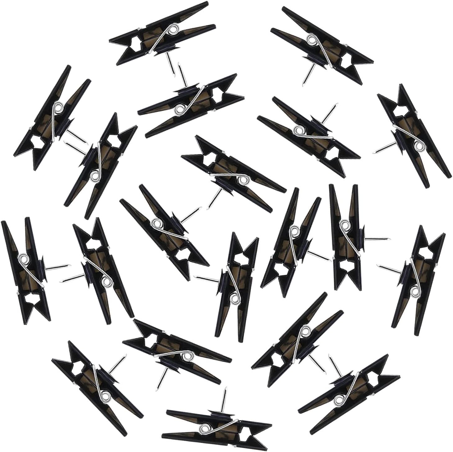 32 clips reutilizables para fotos, mini tachuelas de plástico negro, pinzas para la ropa, clips de papel decorativos para tableros de corcho, obras