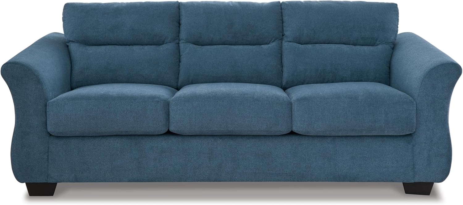 Signature Design by Ashley Miravel – Sofá cama contemporáneo 2 en 1 con colchón plegable de espuma viscoelástica, tamaño Queen, color azul