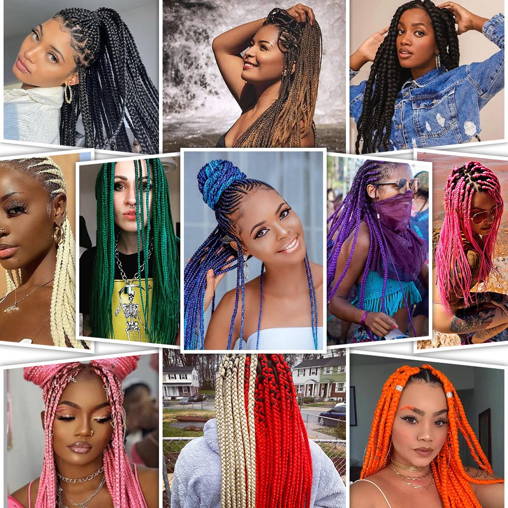 Umylar Extensiones de cabello trenzado marrón de 26 pulgadas, cabello trenzado preestirado, trenzas Yaki, cabello sintético con ajuste de agua