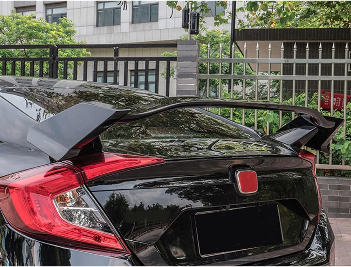 Compatibilidad de alerón trasero con Civic 10 generación 2016-2021 Tapa trasera del maletero Alerón Ala JDM Type-R Estilo ABS Primer Negro